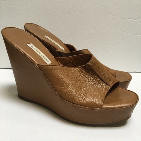 L' Autre Chose Leather Wedge Platform Sandals - Picture 2 of 9